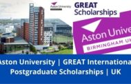 ✅ Aston University | GREAT International Postgraduate Scholarships | UK | 2022-2023