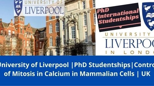✅ University of Liverpool | International PhD Studentships | Control of Mitosis in Calcium in Mammalian Cells | UK | 2022-2023